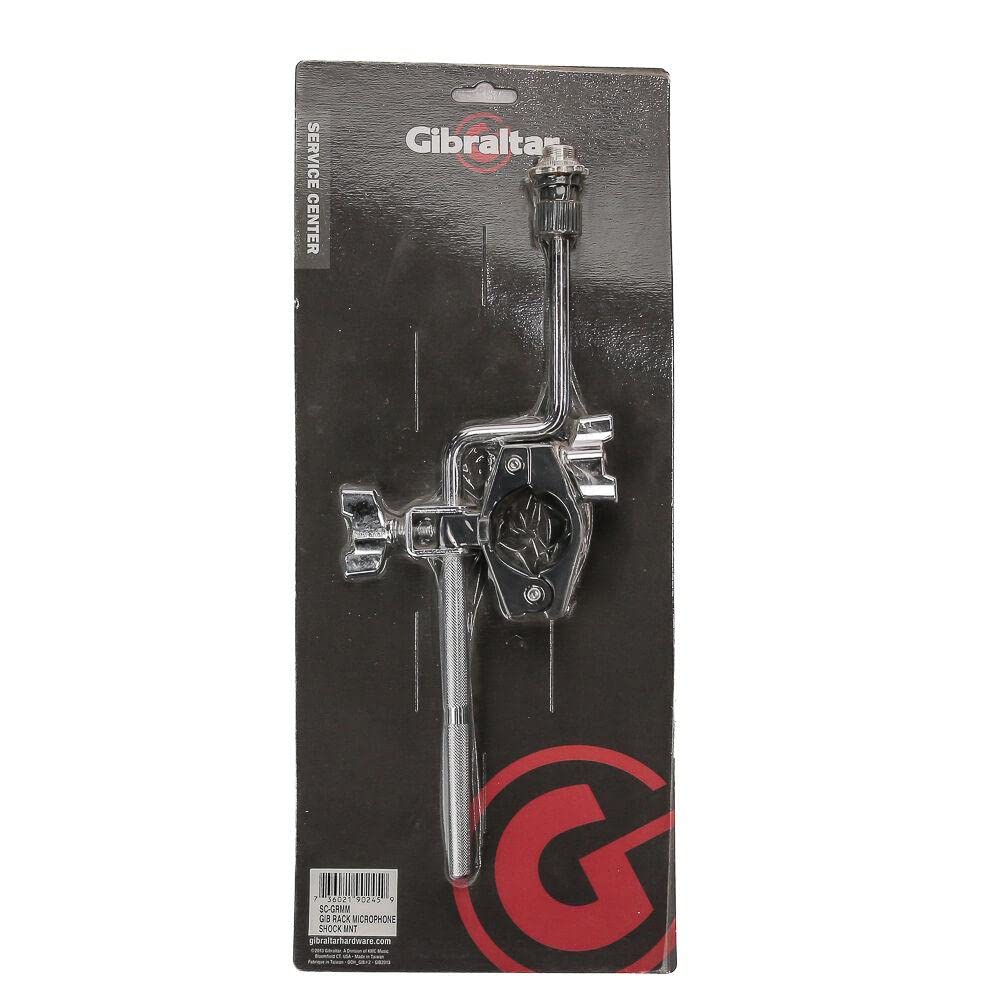 Gibraltar Drum Rack Microphone Shock Mount Clamp w/ Z Rod, Secure Vibration Control Mic Holder for Rack Bars, Adjustable Design, Durable Hardware for