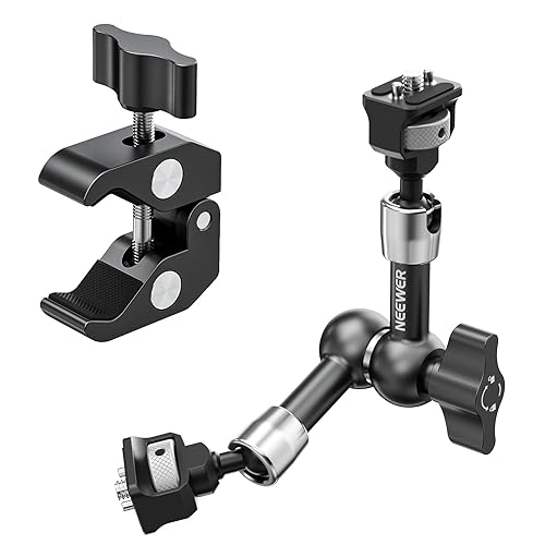 NEEWER 7" Articulating Magic Arm Clamp Mount with Super Clamp, Camera Monitor Mount with 1/4" 3/8" ARRI Locating Pins & Holes for DSLR Action Camera