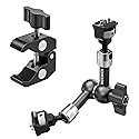 NEEWER 7" Articulating Magic Arm Clamp Mount with Super Clamp, Camera Monitor Mount with 1/4" 3/8" ARRI Locating Pins & Holes for DSLR Action Camera