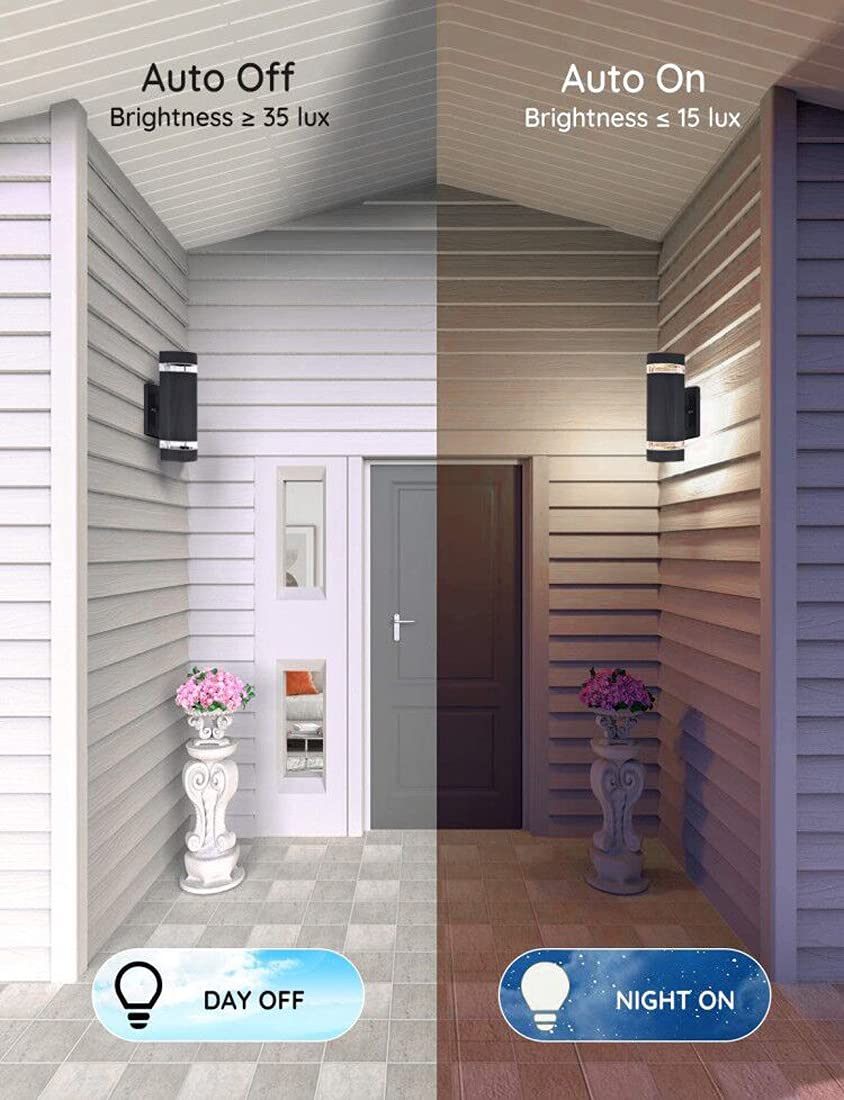 rosykite Porch Lights Outdoor Dusk to Dawn, Aluminum Outdoor Wall Light Fixture 6000K, Waterproof Wall Lamp Up and Down Lights Exterior Sconce Wall