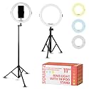 Squatz 11" Selfie Ring Light with 61" Tripod Stand, LED Ring Light with Phone Holder, Wired Control USB, 10 Brightness Levels, 3 Color Modes