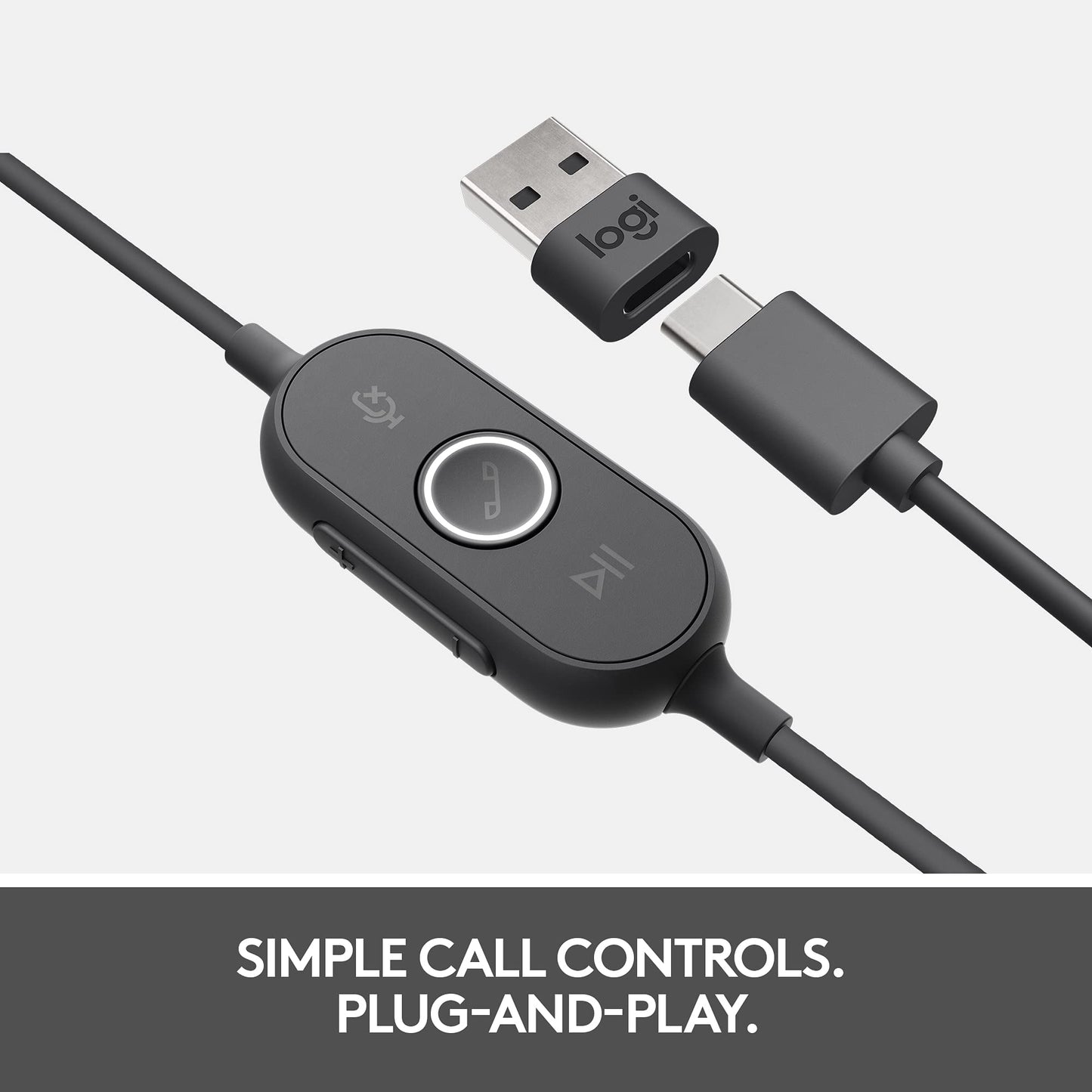 Logitech Zone 750 Wired On-Ear Headset with Advanced Noise-canceling Microphone, Simple USB-C and Included USB-A Adapter, Plug-and-Play Compatibility…