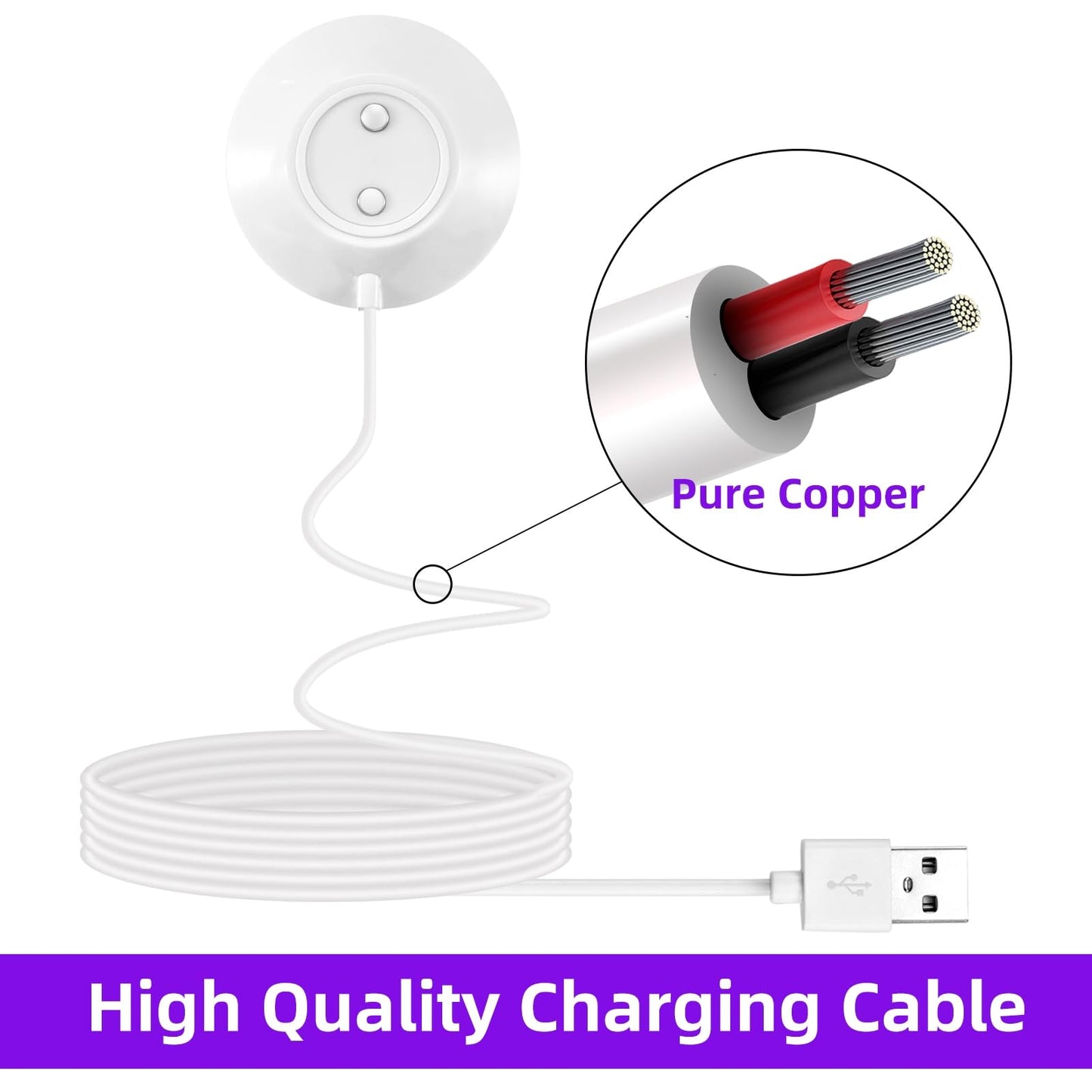 Densleonis Rose Replacement Charger, 12mm Magnetic Standing Dock Station Fast Charging USB Cable for Rose Only -2.5Ft
