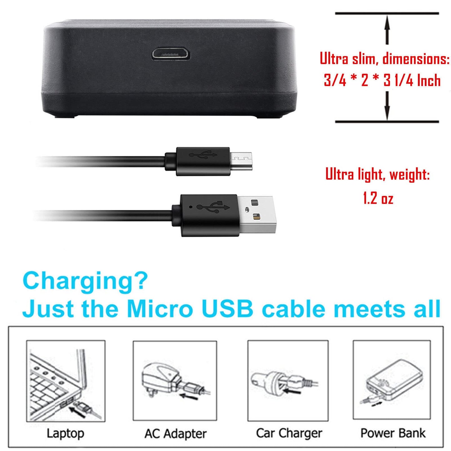 Kastar LCD Triple USB Battery Charger Compatible with Polaroid CTA-00730S, Polaroid T730, T831, T833 Cameras