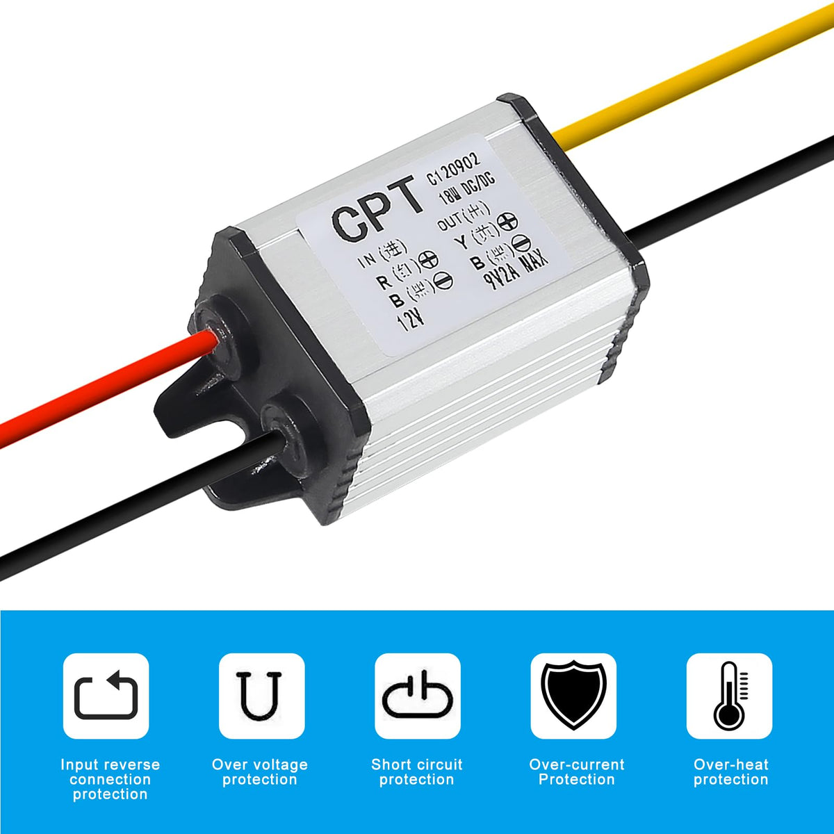 2PCS 12V to 9V Step Down Converter Buck Converter DC 12V to 9V 2A 18W Voltage Regulator Power Supply 9V 12V 24V Waterproof Step-Down Module…