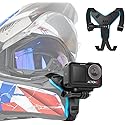 SUREWO DJI Action 6 Helmet Chin Mount, Motorcycle Dirt Bike Bicycle Strap Holder Clamp Mounts Compatible with Go Pro Hero 13,12,11,10, 9, 8, 7,DJI