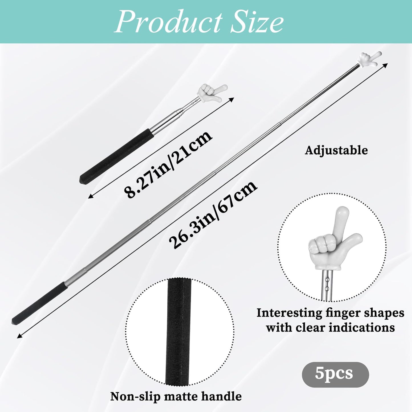 Kamwuld 5Pcs Pointer Finger Stick - Multipurpose Teacher Supplies Pointer Stick,Engaging Colors - Classroom Essentials for Effective Presentations