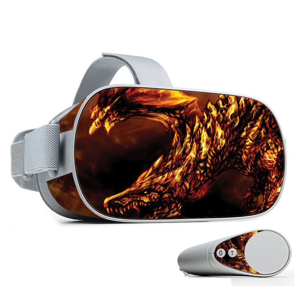 MightySkins Skin Compatible with Oculus Go Mobile VR - Golden Dragon | Protective, Durable, and Unique Vinyl Decal wrap Cover | Easy to Apply, Remove