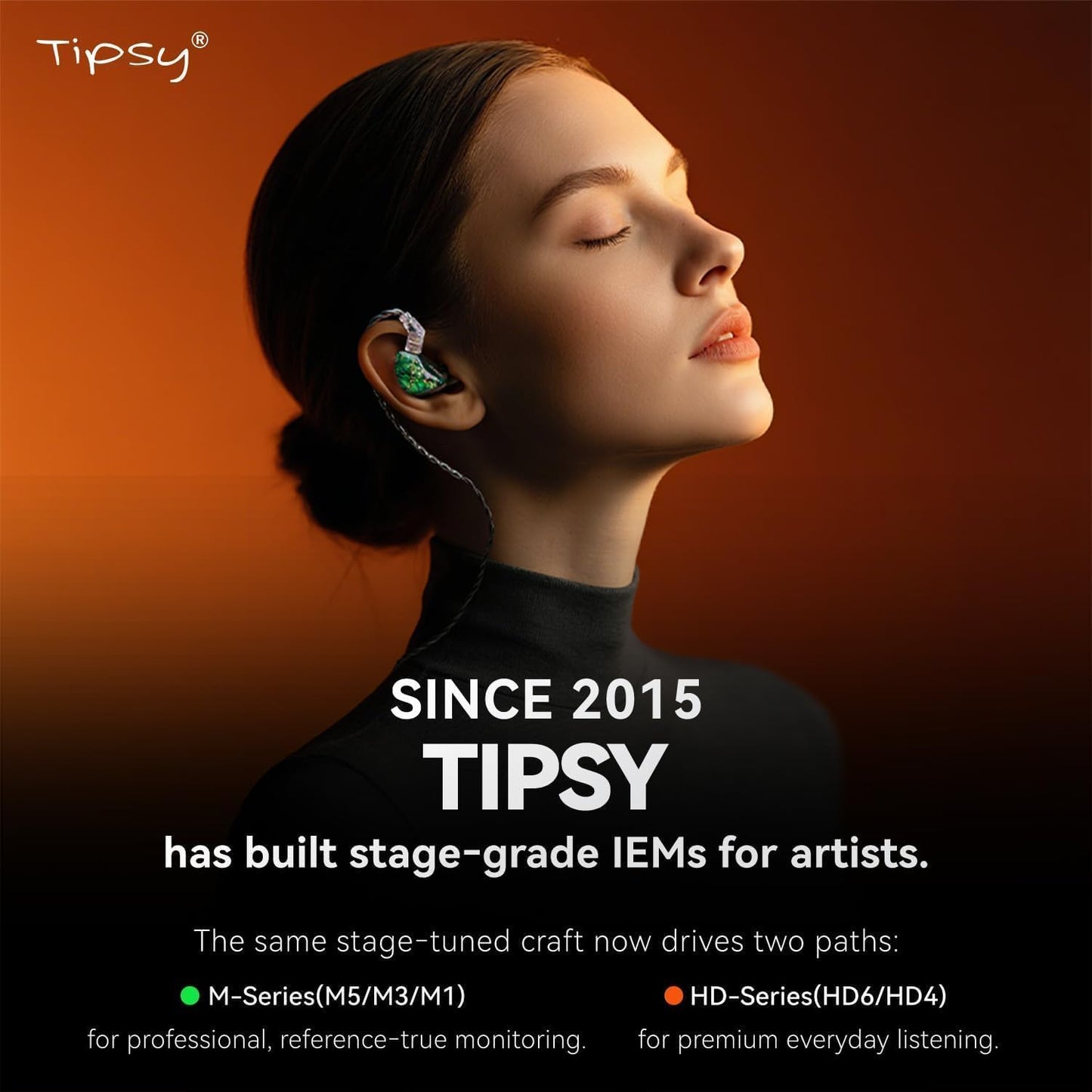 Tipsy Melody 3 IEM Upgrade Cable, 6.5ft (2m) Long, Enhanced Mids & Bass, 24-Core Silver-Plated, Deep Green (0.78mm-2 Pin)