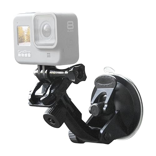 Haoyou Suction Cup Mount(with 1/4 Conversion Adapter) Compatible with Gopro Hero13 12 11 10 9 8 7 6 5 4 3+ 3, DJI Osmo, Akaso and Other Action Cameras