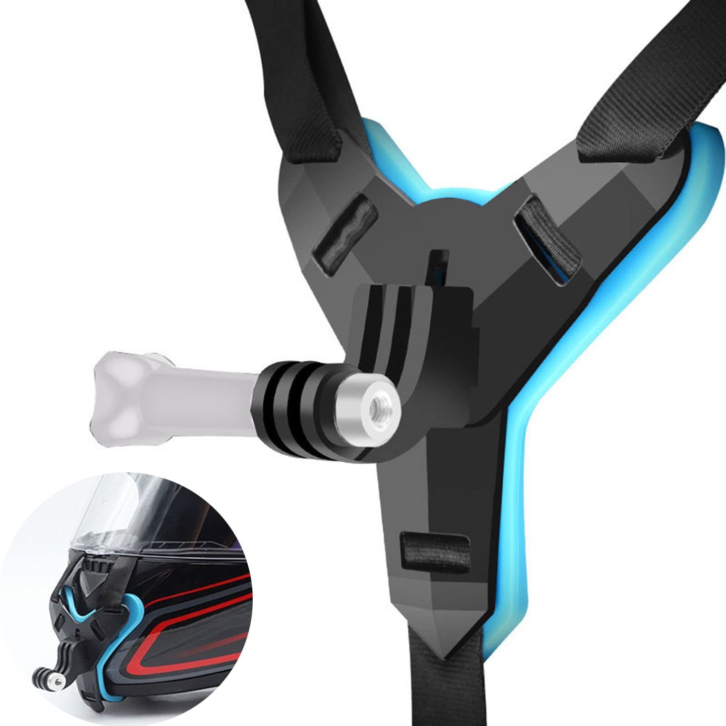 MBAFIT Helmet Chin Holder Bracket Motorcycle Chin Strap Mount for GoPro Hero 11 10 9 8,DJI OSMO Action, SJCAM,YI and Other Action Cam (Blue)