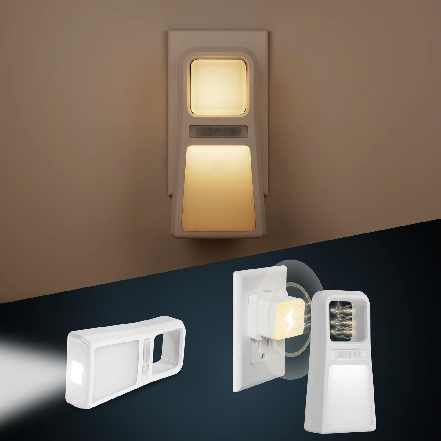 Dawnrise 3 Pack 5-in-1 Power Failure Night Light, Multifunctional Motion Sensor Nightlights, Plug in Night Lights, Emergency Lights