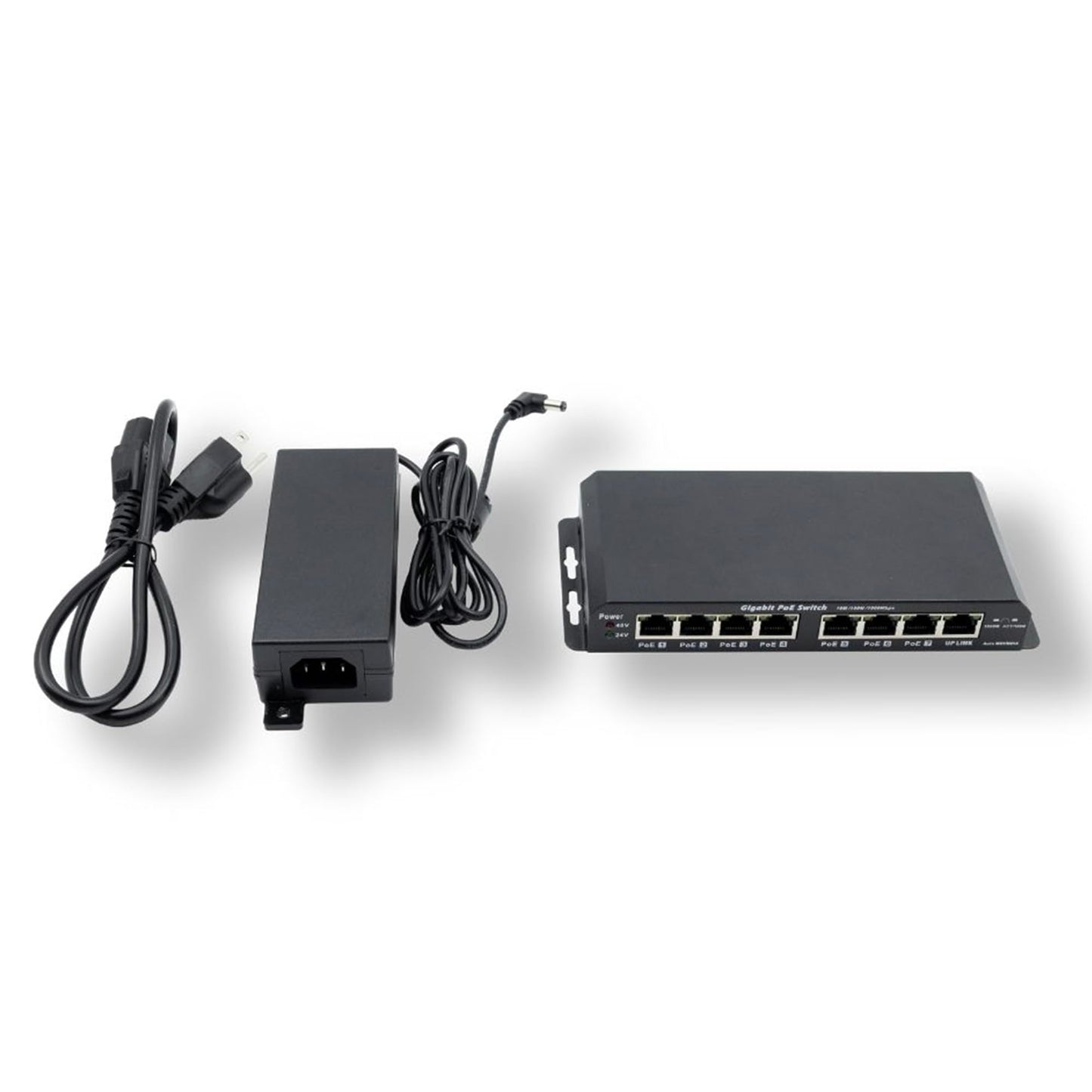 PoE Texas 8 Port Passive PoE Switch - 24v Passive Unmanaged Network Gigabit PoE Switch w/ 1 Uplink Port, Power 7 Devices, Includes 24 Volt 60 Watt