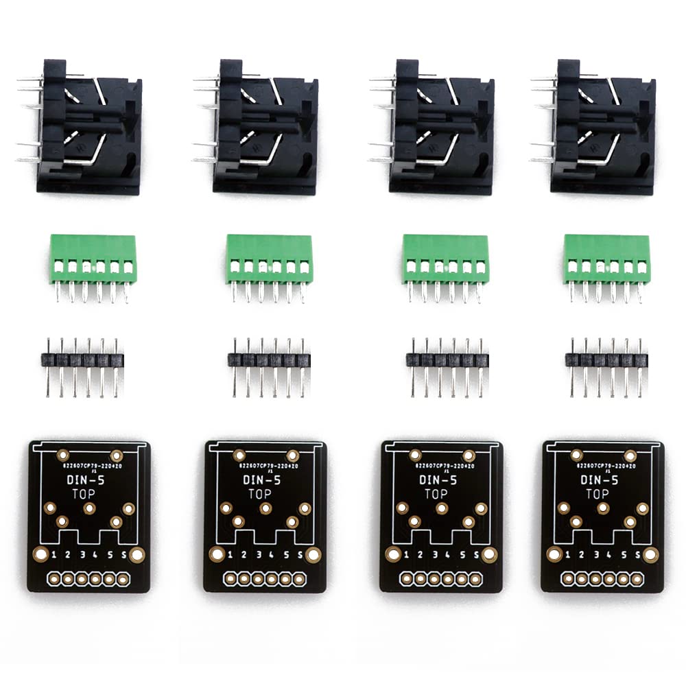 Treedix 4PCS Din 5 Female Connector Breakout Board PCB Mounted Type Audio Video Jack Connectors