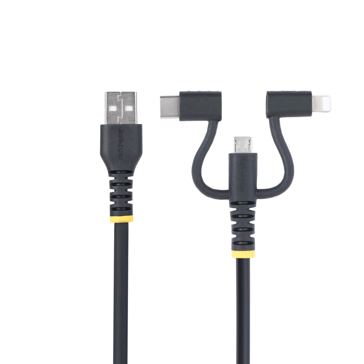 StarTech 3ft/1m Lightning, Micro-USB, USB-C to USB-A, Black (RLTCUB1MBK)