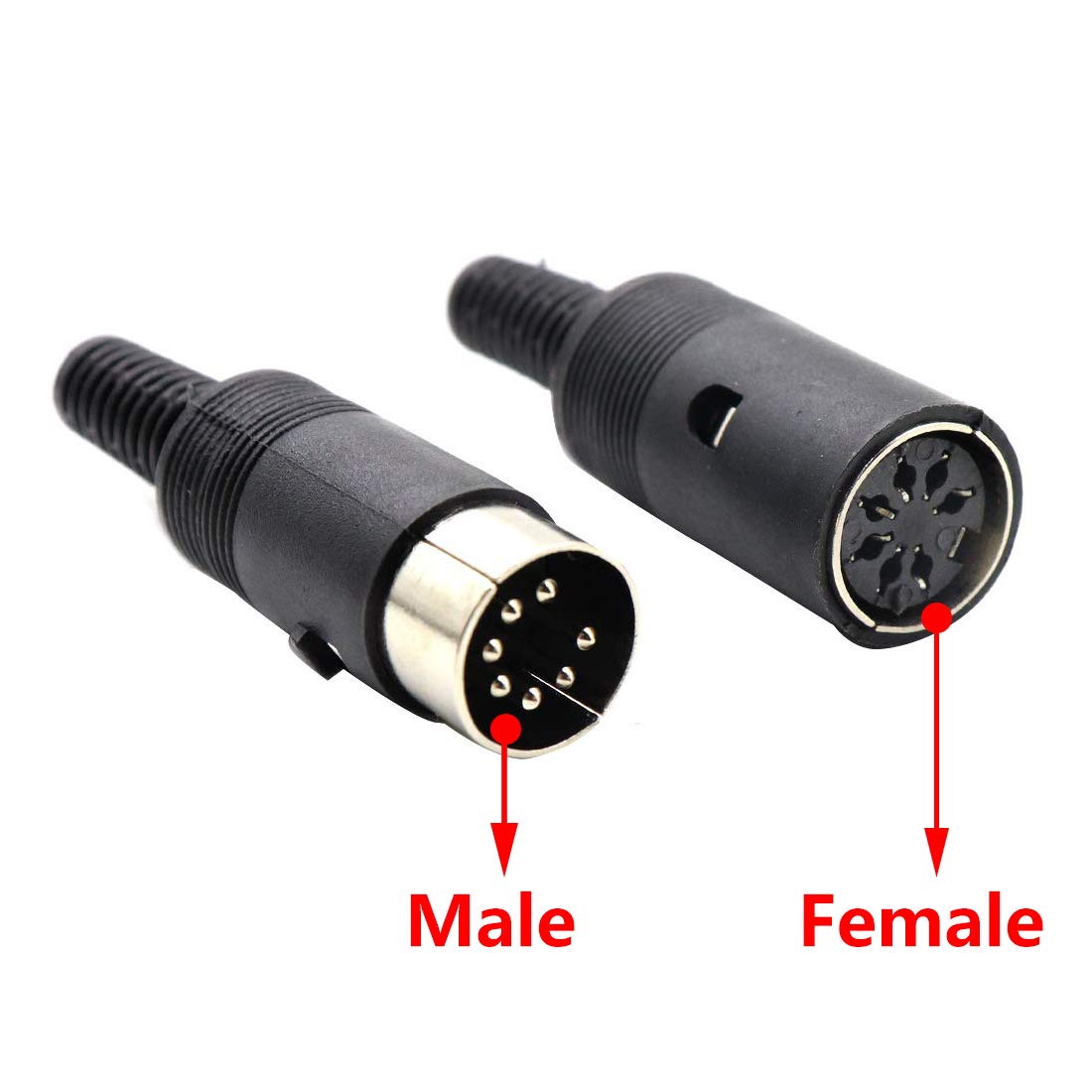 Hxchen 2 Sets 7Pin Female + Male DIN Adapter Socket Audio AV Connector Black
