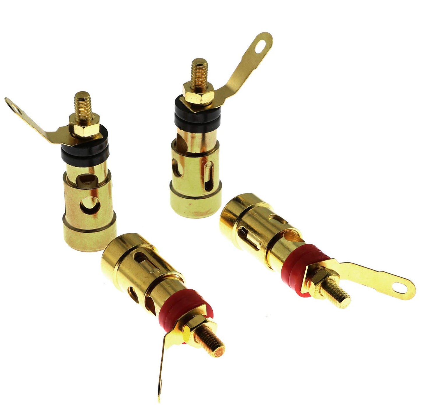 E-outstanding 4PCS 4mm Banana Socket Connector Gold Plated Audio Plug Jack Amplifier Speaker Terminal Spring Loaded Press Cable Audio Power Amplifier