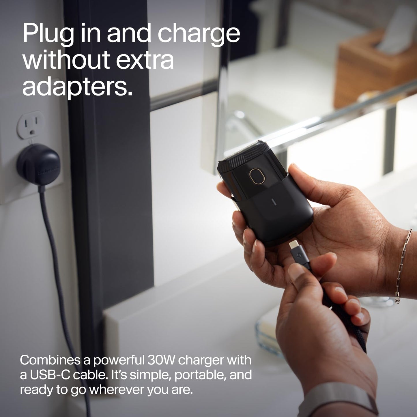 Twelve South PowerCord All-in-One 30W USB-C Fast Charger with US- 4 ft Charging Cable + Wall Adapter Block for USB-C PD 3.0 for iPhone, iPad, Samsung