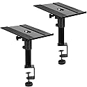 VIVO Clamp-on Speaker Stand Desk Mount Set, 10 x 9 inch Trays, Height Adjustment and Tilt, Universal Audio Holders for Computer and Bookshelf
