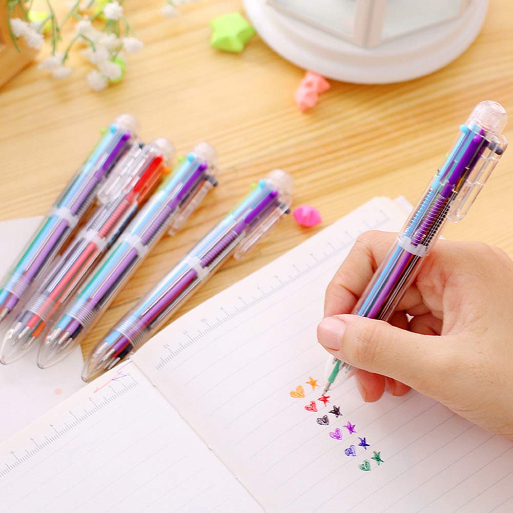 Hutou 6 Pack 0.5mm 6-in-1 Multicolor Ballpoint Pens, Kids Party Favors Pen