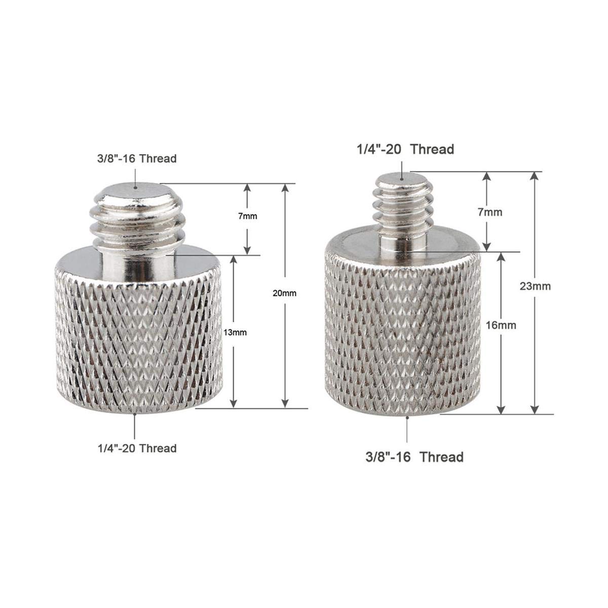 CAMVATE 1/4" Female to 3/8" Male & 3/8"-16 Female to 1/4"-20 Male Screw Adapter for Tripod and Camera and Qr Plate/Adapter Brass - 0910