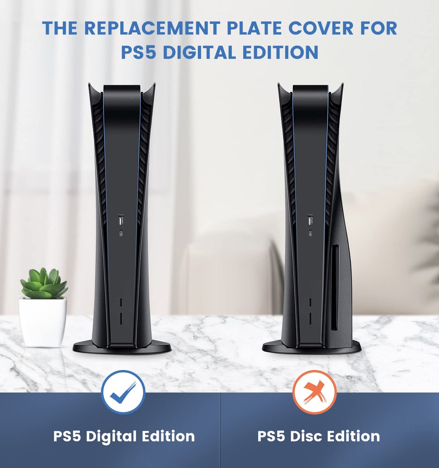 Plate Black for ps5 Faceplate Digital with Cooling Vents Case Cover Replacement Plate for PS5 Digital Edition Hard Shell Faceplate Skin Cover Plates