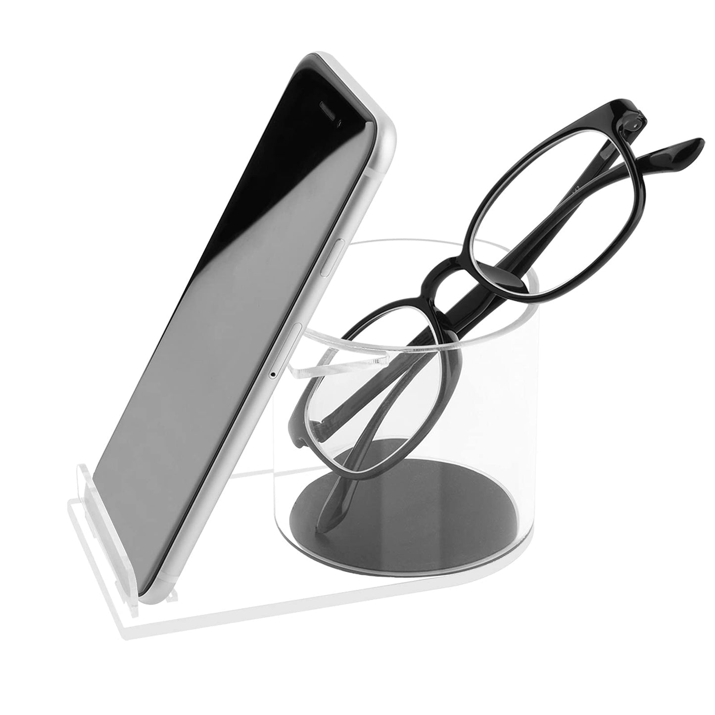 CM Multifuntion Eyeglass Holder Smart Phone Holder Glasses Cellphone Holding Acrylic Stand Desktop Organizer for Home Office Desktop Decoration Decor