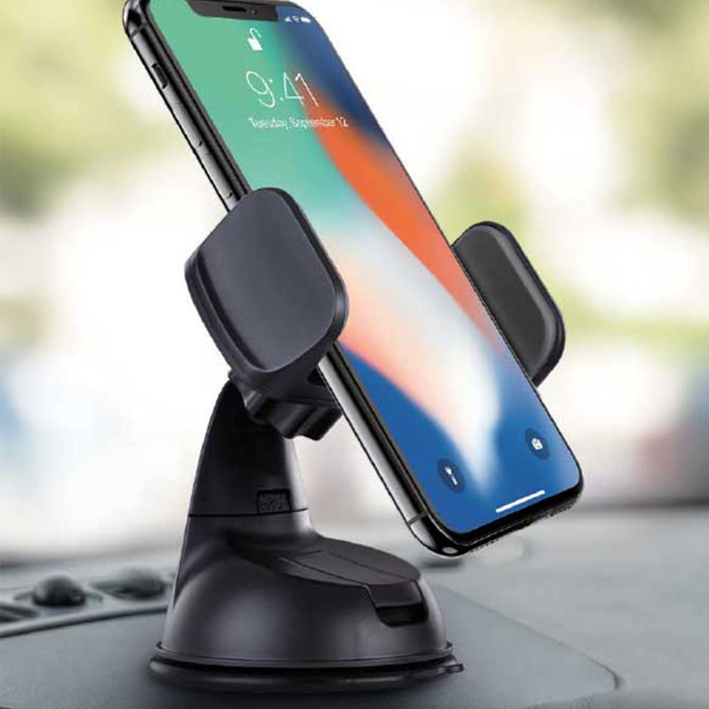 LAX Gadgets Premium Phone Car Mount - Strong Suction Cup Movable Jaws- Car Mount with Powerful Suction Cup for Windshield or Dashboard for All