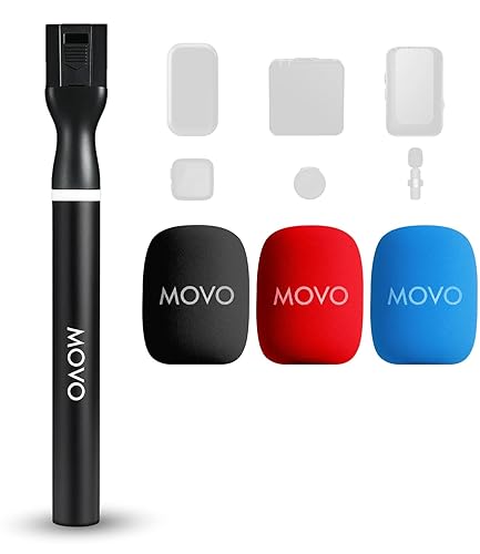 Movo WMX-HM2 Wireless Microphone Handle for DJI Mic, Rode GO II - Handheld Interview Grip with Mic Holder, Adapter & 3 Windscreens - for YouTube