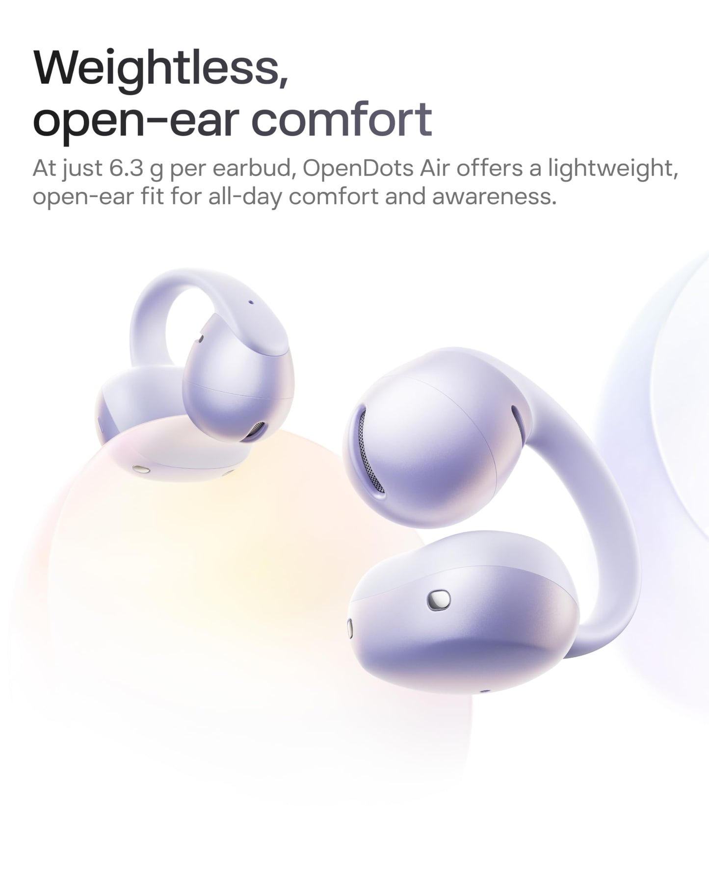 SHOKZ OpenDots Air Open-Ear Clip-On Bluetooth Earbuds, Purple,Touch Control