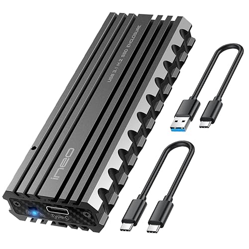 Ineo M.2 NVMe (PCIe) SSD USB10Gbps Type-C Rugged Militarized Enclosure with a Solid Metal Case and Built-in Write Protection Switch (Picatinny Rail