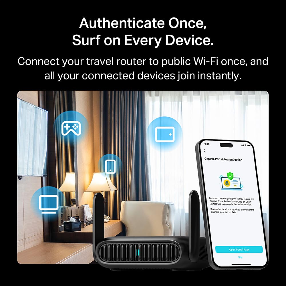 TP-Link Roam 6 AX1500 Portable Wi-Fi 6 Travel Router Dual-Band | Easy Public WiFi Sharing | Hotel/RV/Travel Approved | Phone WiFi Tether | USB C 3.0 |