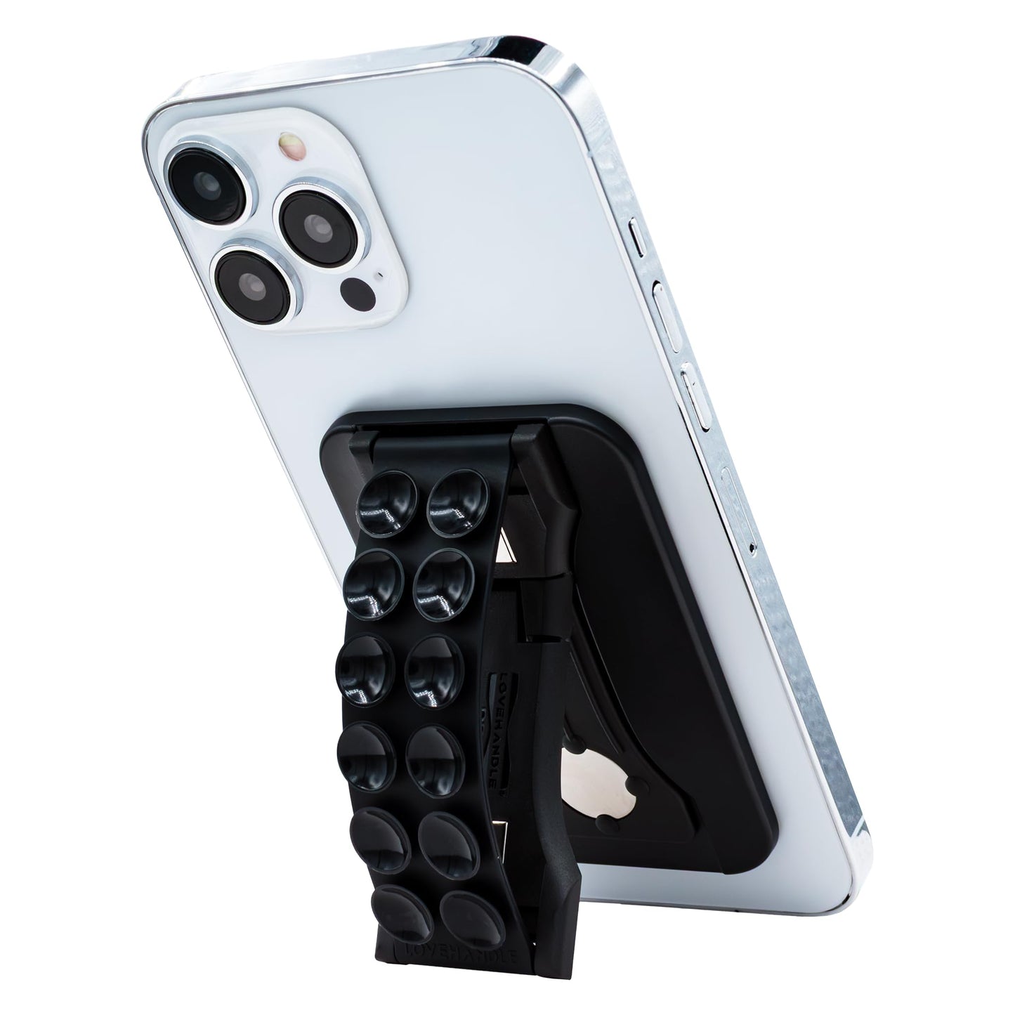 LoveHandle PRO MagSafe Compatible Magnetic Suction Phone Grip w/Kickstand - Mount, Suction Strap and Stand for Smartphone and Tablet - MagSafe Ring