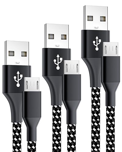 SCOVEE PS4 Controller Charger Cable 3-Pack 6FT for Xbox One Controller Dualshock 4,PS4 Charging Cord,Nylon Braided Micro USB Data Sync Cable