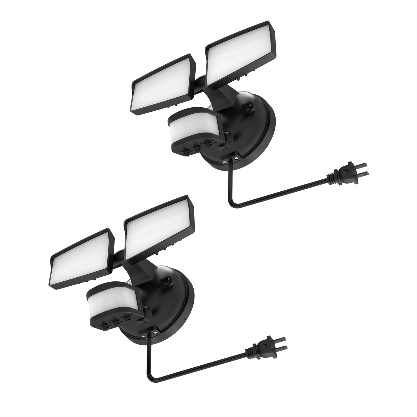 HALO Next Gen AC Plug & Cord LED Security Floodlight, Twin Head w/Motion Sensing, Dusk to Dawn, 2-Pack, CCT & Lumen Select - Black