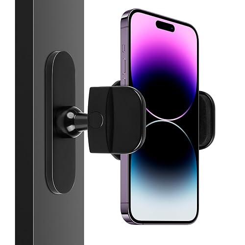 WiwiIron Magnetic Phone Holder for Gym, Portable Gym Magnetic Phone Holder, 360 Degree Adjustable, Compatible with 4.7-6.5’’ Smartphones (Black)