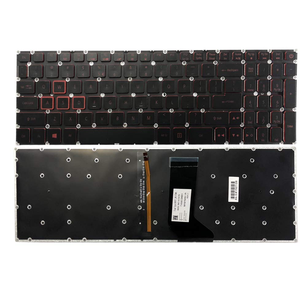 GinTai Laptop US Keyboard Red Lettering with Backlit Replacement for Acer Nitro 5 AN515-31 AN515-41 AN515-42 AN515-51 AN515-52 AN515-53 AN515-53-55G9