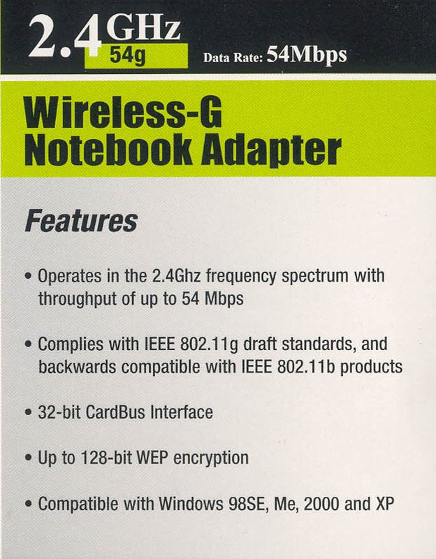 Cisco-Linksys WPC54G Wireless-G Notebook Adapter
