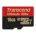 Transcend 16 GB MicroSDHC Class 10 UHS-I Memory Card with Adapter 90 Mb/s (TS16GUSDHC10U1)