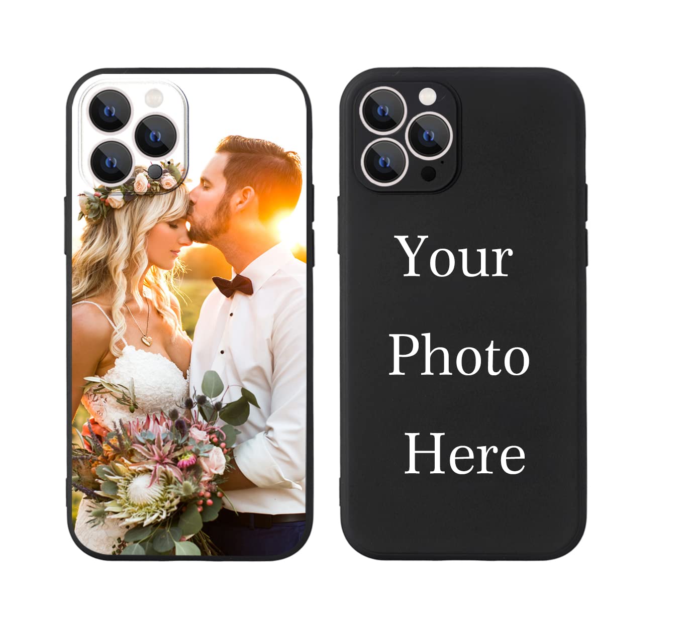 QTQUZA Custom Pictures Phone Case for iPhone 17/16/15/14/13/12/11 Pro Max Mini, Personalized Phone Cases, Customized Photo Black Liquid Silicone Soft