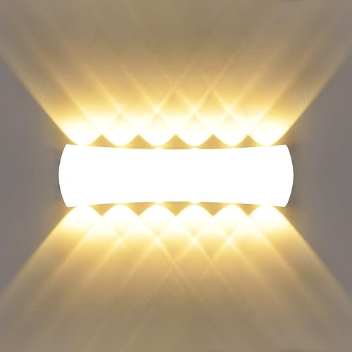 Kawell 12W Modern Wall Sconces LED Wall Light Up Down Indoor Outdoor Aluminum Wall Lamp LED Waterproof IP65 for Bedroom Living Room Bathroom Stairs
