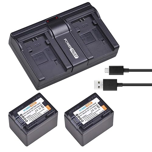 PowerTrust 2-Pack 3.7v BP-727 BP727 Battery and Dual Rapid Charger for Canon Vixia HF R70, HF R72, HF R700 HFM50, HFM52, HFM500, HFR30, HFR32, HFR300