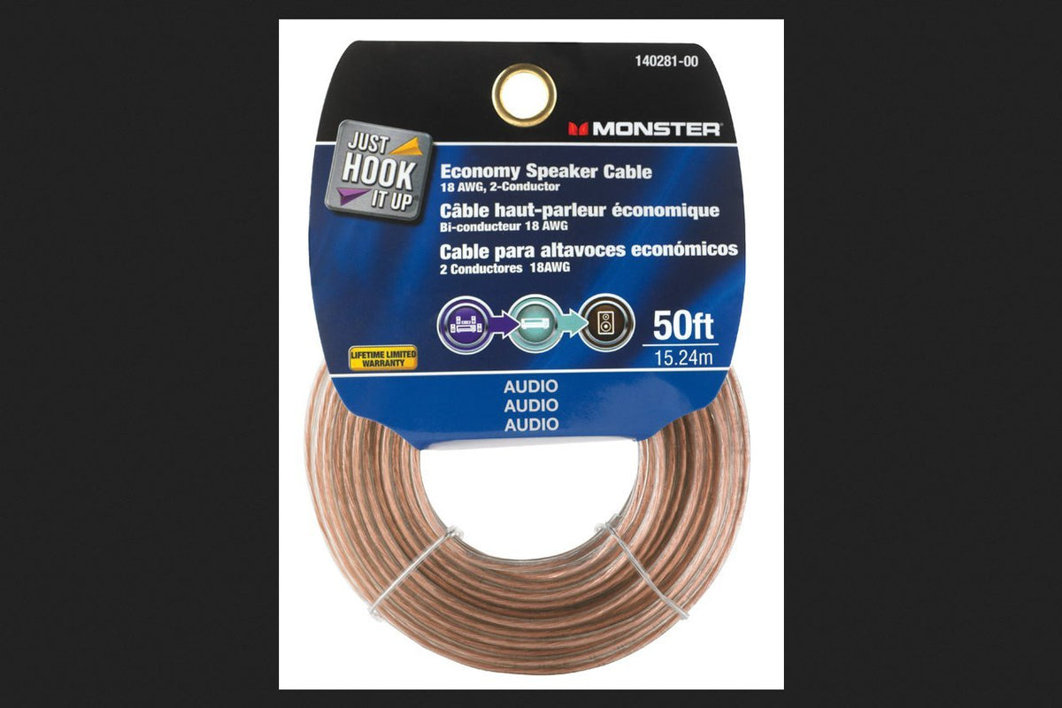 Monster Cable Speaker Wire Economy Grade 50 ' Card
