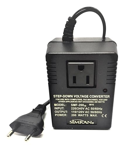 Simran SMF-200 Deluxe 200 Watts Step Down Voltage Converter for International Travel to AC 220V/240V Countries, Ideal for Laptops, Cameras, iPhones…
