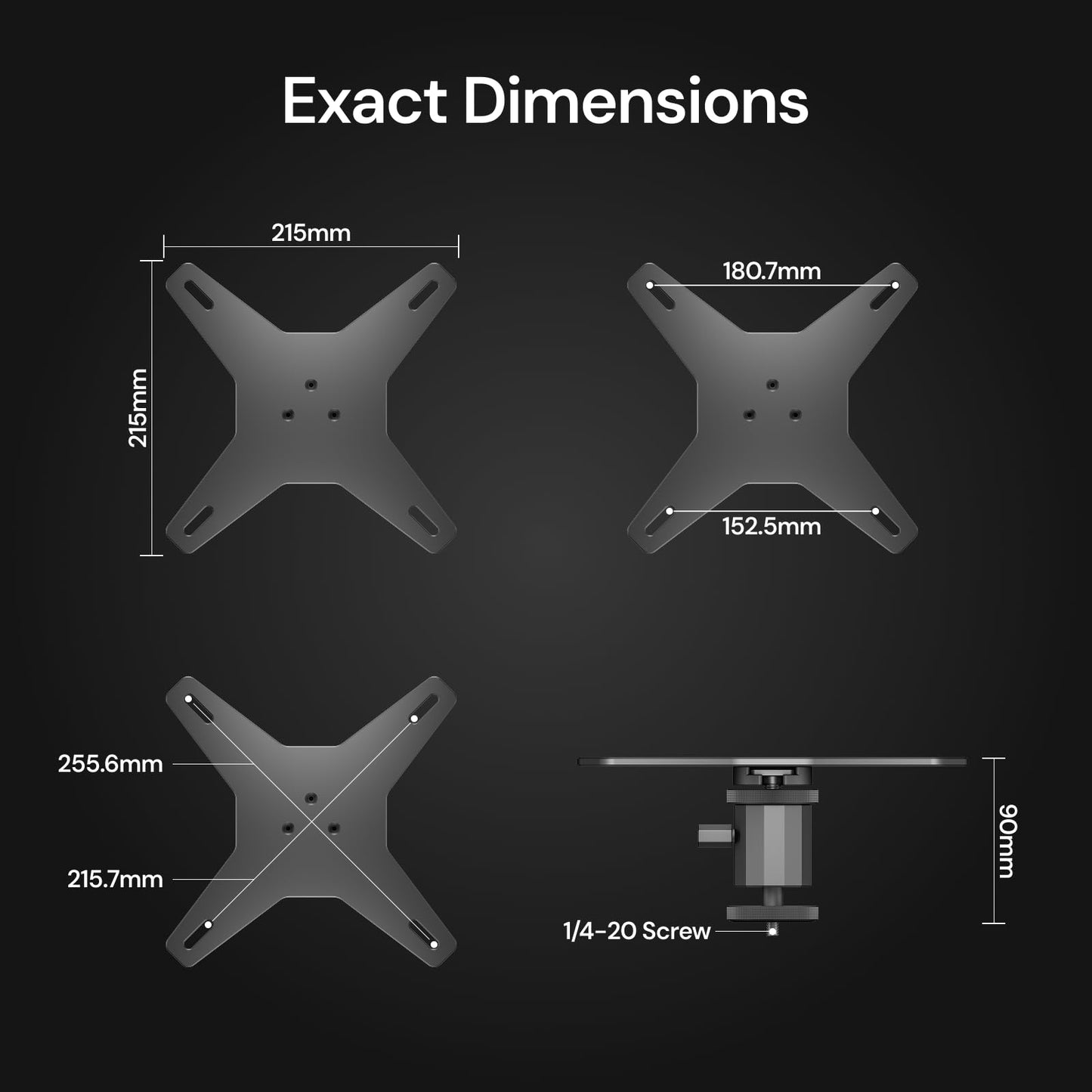 Valerion Ceiling Mount Conversion Plate for Existing 4-Leg Mounts, No-Damage Upgrade with 360° Rotation & ±30° Tilt, Anodized Aluminum, Supports up