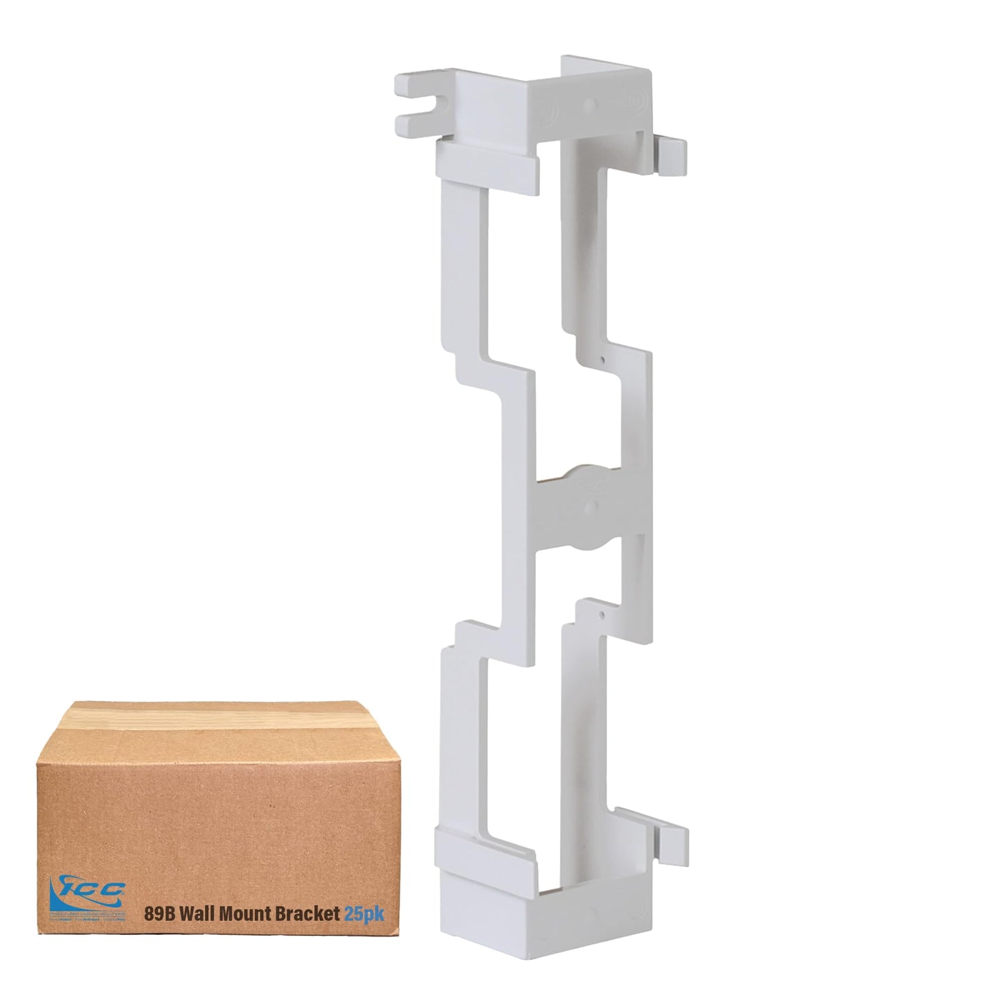 ICC 89B Wall Mount Bracket for 66 Wiring Block, UL 94V-2 Rated, Cable Management, TAA Compliant, 10? H x 3.30? W x 1.90? D, White, 25 Pack