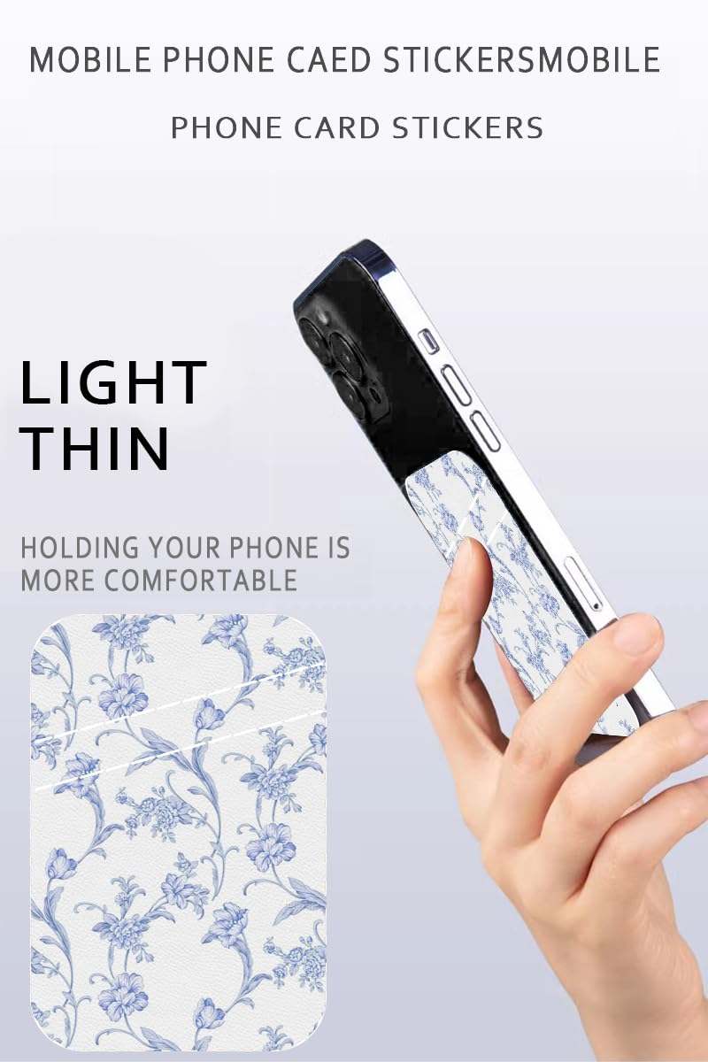 AWHSCP Leather Phone Wallet, Dual Pocket Sticky Wallet, Compatible with Most Cell Phones, Cute Dragonfly And Bird