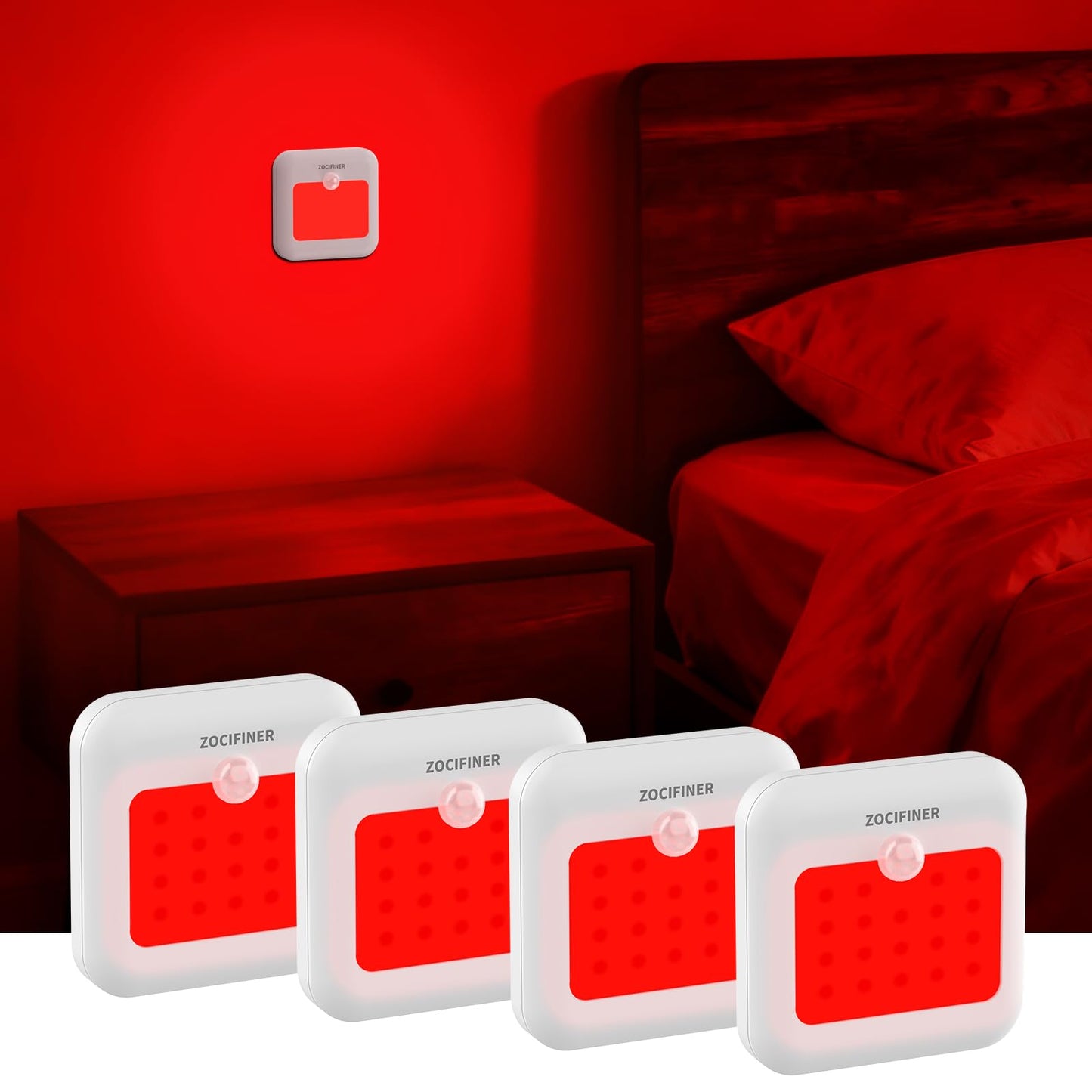 ZOCIFINER Red Light Motion Sensor Night Lights Rechargeable Battery Red Light Stick-on Magnetic Red Lights Sleep Aid Red Night Light for Bathroom