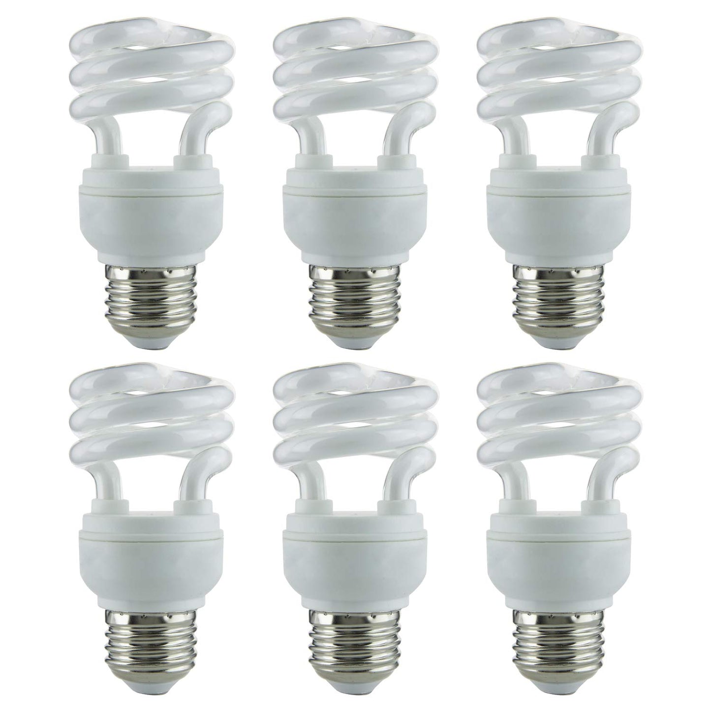 Sunlite 41462-SU Mini Spiral CFL Light Bulb, 9 Watts (40W Equivalent), Medium Base (E26), 500 Lumens, 10,000 Hour Life Span, 4100K Cool White 6 Count