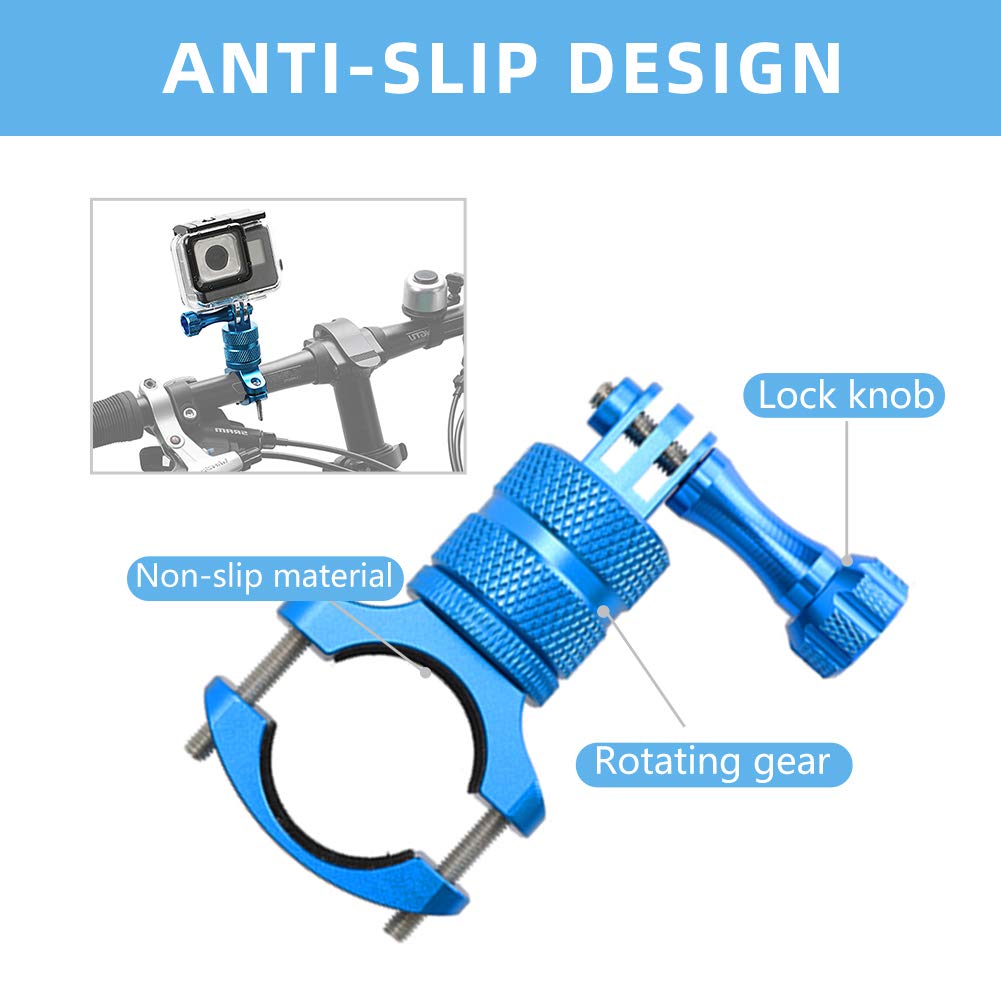 ParaPace Mountain Bike Mount for GoPro Hero 12/11/10/9/8/7/6/5s/5/4s/4/3+, 360 Degree Rotation Aluminium Bike Handlebar Holder Bicycle Rack Adjuster